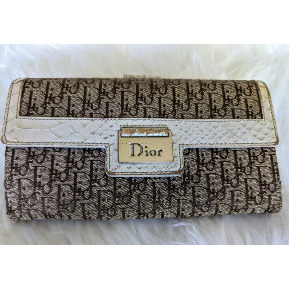 Christian Dior Trotter Long Wallet Leather Canvas W/ Coa Authentic Unisex
